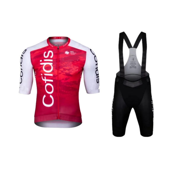 COFIDIS-Camiseta de Ciclismo del equipo para hombre, Ropa de bicicleta de manga corta con pantalones cortos con pechera, 2024