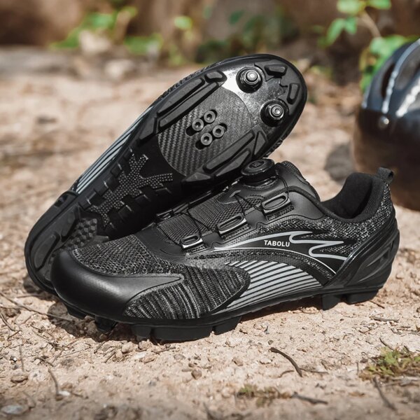 Zapatillas de ciclismo para hombre y mujer, calzado deportivo de carbono con tacos para bicicleta de montaña, calzado de Ciclismo de Carretera SPD plano, 2024