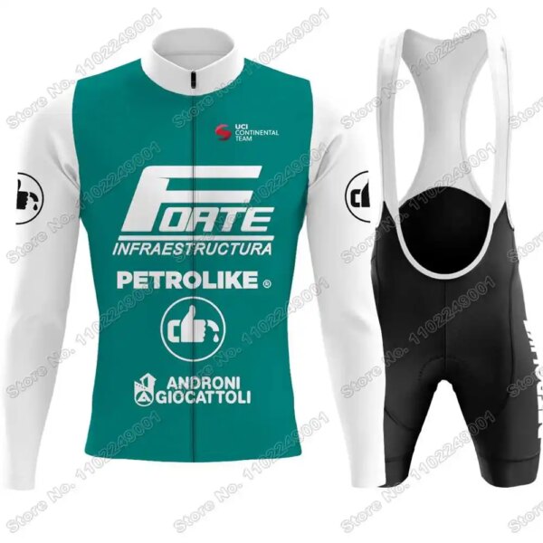 Conjunto de Jersey de ciclismo Forte Petrolike Androni Giocattoli, ropa de ciclismo para hombre, Kit de manga larga de verano, camisa para bicicleta de carretera, traje y pantalón, 2024