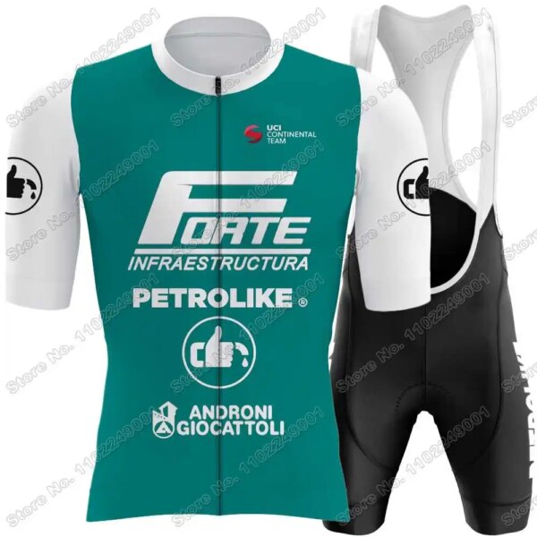 2024 Forte Petrolike - Androni Giocattoli Conjunto de Jersey de ciclismo para hombre, ropa de ciclismo, camiseta de verano para bicicleta de carretera, traje, pantalones cortos con pechera para bicicleta