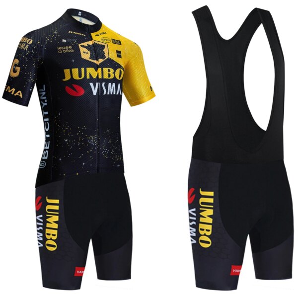 2024 Jersey de Ciclismo JUMBO dorado, Jersey de bicicleta del equipo de los Emiratos Árabes Unidos, conjunto de pantalones cortos, Ropa de Ciclismo MTB para hombres y mujeres, Ropa de verano para bicicleta profesional