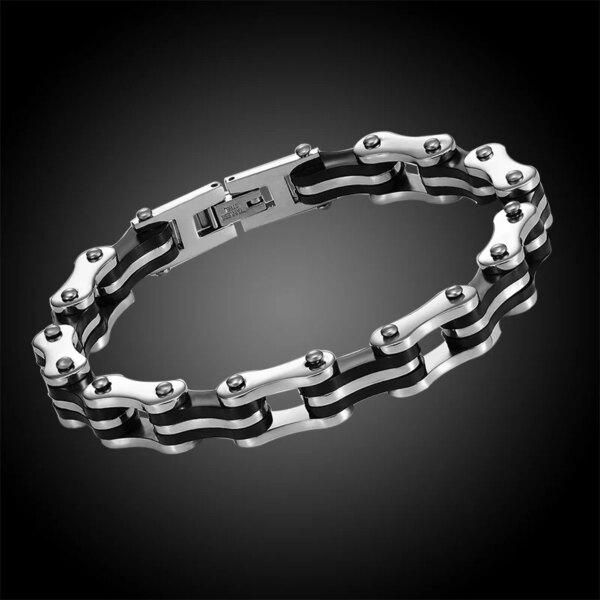 Cadena de bicicleta clásica para hombre, pulsera ancha, accesorios de motocicleta, joyería para hombre, brazaletes de cadena de mano, pulseras de amigos 2024