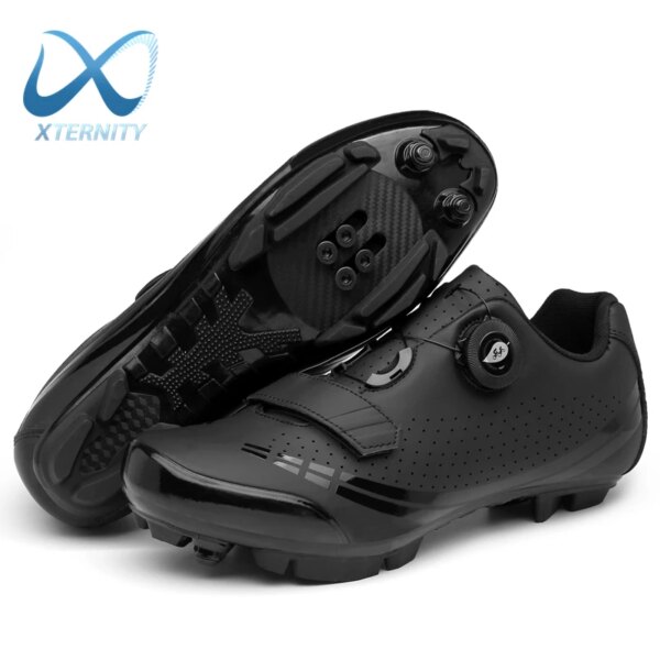 Zapatos de ciclismo de estilo popular para hombre, zapatillas profesionales ultraligeras con autosujeción para bicicleta de montaña, calzado plano para carreras y carretera SPD, 2024