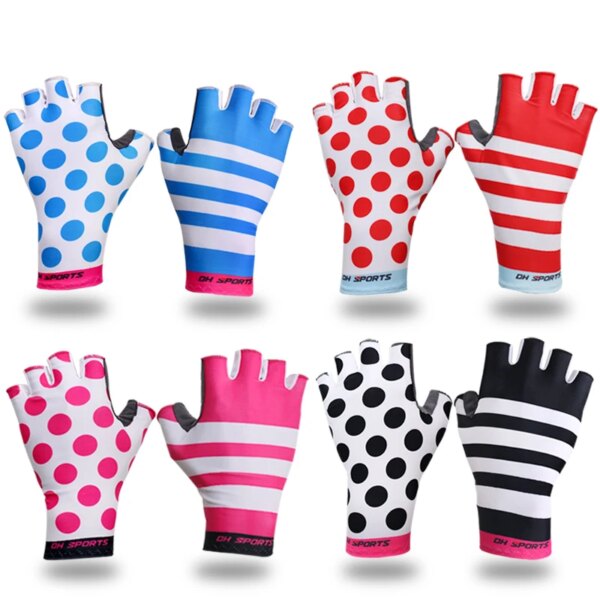 Guantes de tela de hielo para bicicleta de carretera para mujer, cortavientos, elásticos, de medio dedo, de Gel, antideslizantes, deportivos, 2024