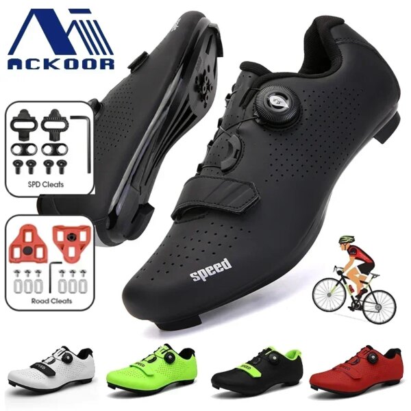 Zapatillas de ciclismo con Pedal para hombre y mujer, calzado plano para bicicleta de montaña, con tacos, calzado de velocidad Rb, autoblocante, novedad de 2024