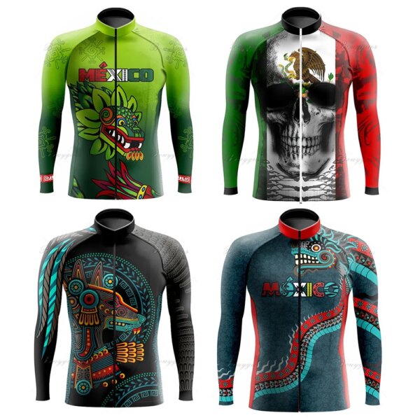 Conjunto de Jersey de ciclismo profesional de México, ropa de ciclismo de montaña de manga larga, ropa transpirable para bicicleta de montaña, novedad de 2024