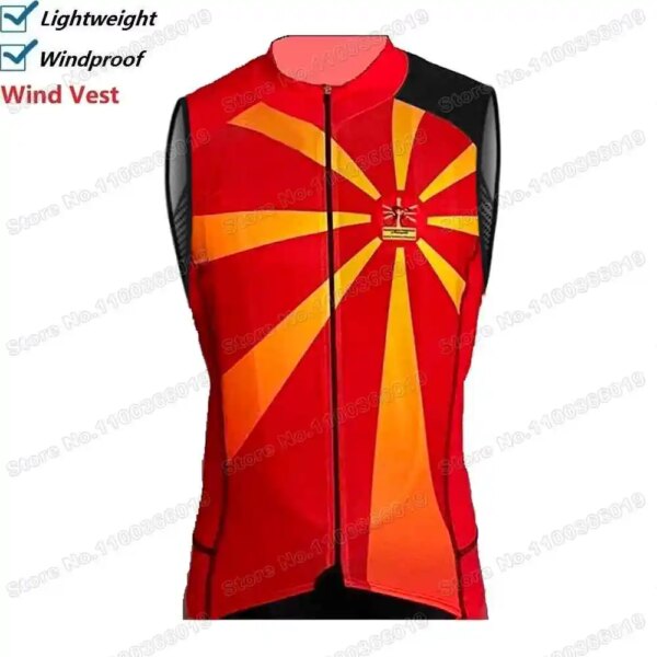 Chaleco de viento del equipo nacional de Macedonia del Norte para hombre, chaleco de ciclismo a prueba de viento, Jersey de Ciclismo de Carretera sin mangas, rompevientos para bicicleta, ropa de montaña, 2024