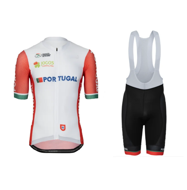 Camiseta de Ciclismo del equipo nacional de Portugal para hombre, Ropa de bicicleta de manga corta con pantalones cortos con pechera, 2024