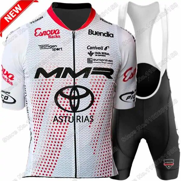 Conjunto de Jersey de ciclismo de la Academia de ciclismo Samuel Sánchez-MMR, ropa de ciclismo de Asturias para hombre, camiseta para bicicleta de carretera, traje, pantalones cortos con pechera, 2024