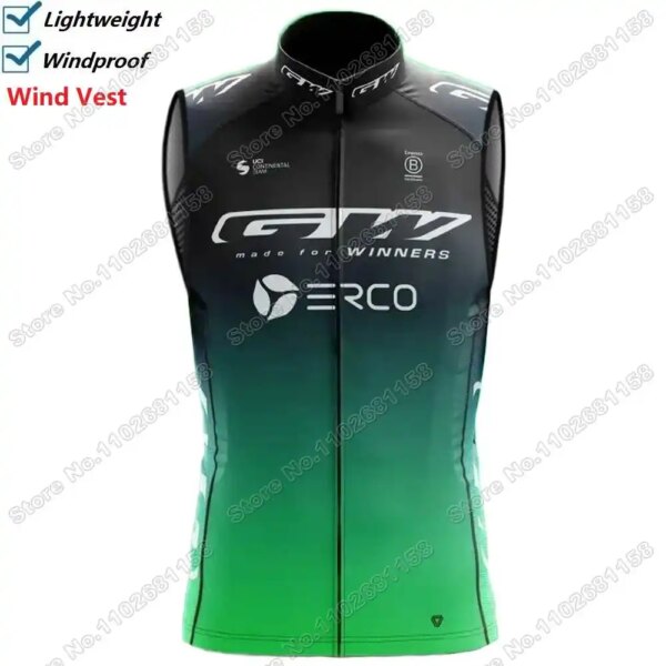 Equipo GW Erco-Chaleco de ciclismo a prueba de viento para hombre, Jersey de ciclismo sin mangas, chaleco de viento verde, cortavientos para bicicleta de montaña, ropa de ciclismo 2024