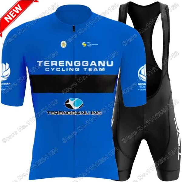 Terengganu-Conjunto de Jersey del equipo de ciclismo para hombre, ropa de ciclismo, Kit de manga corta, camiseta para bicicleta de carretera, pantalones cortos con pechera, 2024