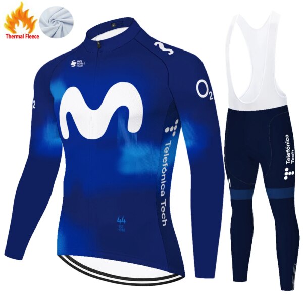 2024 movistar invierno térmico polar ropa ciclismo hombre ciclismo jersey ropa ciclista masculino maillot velo homme bicicleta