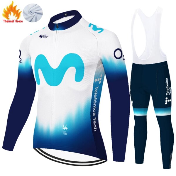 2024 movistar invierno térmico polar ropa de ciclismo masculino ciclismo jersey bicicleta wielerkleding heren ropa mtb maillot velo