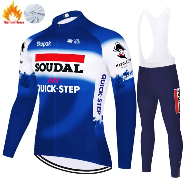 Quick Step-ropa de ciclismo térmica de lana 20D para invierno, maillot de manga larga, jersey de ciclismo, 2024