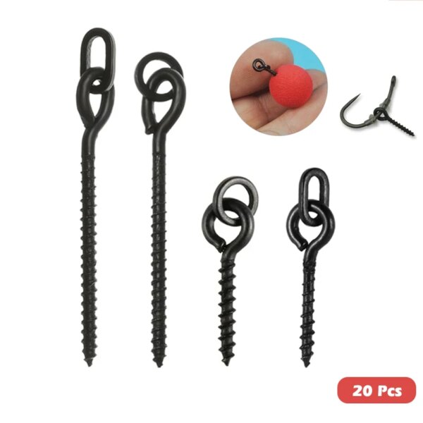 Conector de cebo de pesca de carpa de 20 piezas con tornillo giratorio anular, aparejo en D, accesorios de juego de pesca europeo