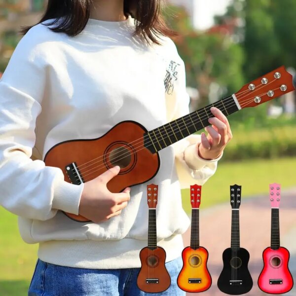 Ukelele de tilo de 21 pulgadas, 6 cuerdas, guitarra acústica pequeña, instrumentos musicales, instrumento de cuerda clásico, Mini ukelele, guitarra de juguete