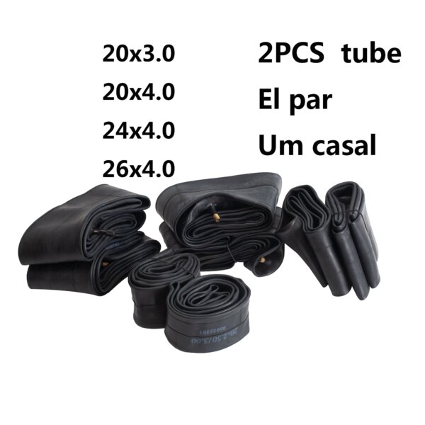 2 uds tubo de bicicleta grueso 20X3,0 20x4,0 24x4,0 26x4,0 tubo interior de bicicleta para motos de nieve bicicletas ATV neumático negro