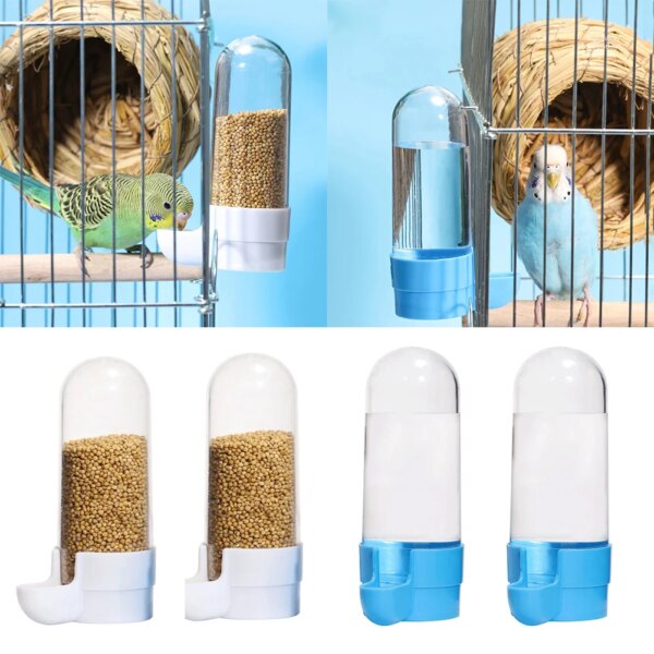 Bebedero de agua para pájaros, bebedero con Clip, dispensador de suministros para pájaros, botella, tazones para beber, jaula para loros, 2 uds.