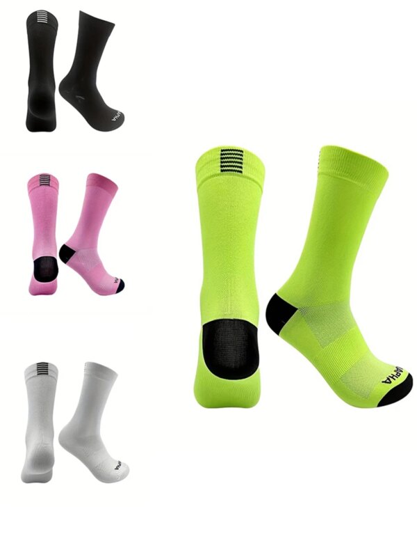 2 pares de calcetines deportivos de media pantorrilla para correr en bicicleta, calcetines deportivos transpirables que absorben el sudor para hombres y mujeres