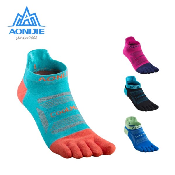 3 pares AONIJIE E4801 E4802 Ultra Run calcetines atléticos de corte bajo cinco dedos calcetines cuarto Toesocks para correr maratón carrera Trail