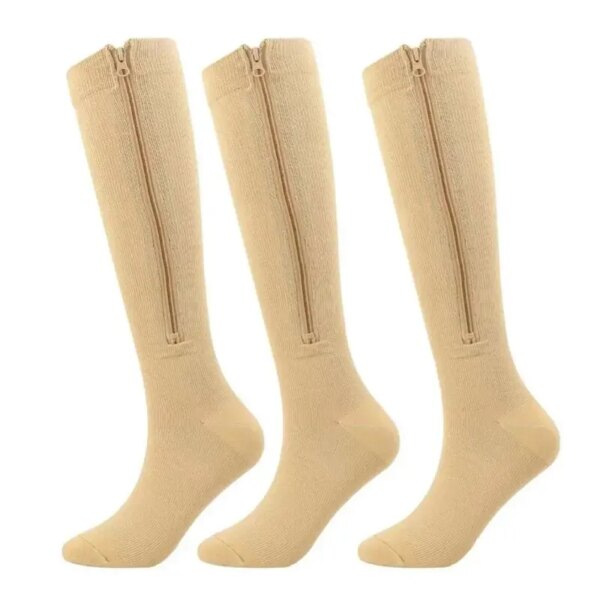 3 pares de calcetines de compresión con cremallera para mujeres y hombres, calcetines de soporte con punta cerrada para Edema de venas varicosas, calcetines de compresión con cremallera