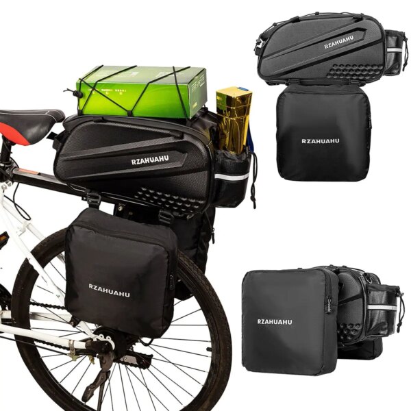 Bolsa para portabicicletas 3 en 1, bolsa impermeable para asiento trasero de bicicleta con 2 bolsas colgantes laterales, bolsa de equipaje de carga para ciclismo, alforja