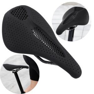 Sillín de bicicleta ultraligero con impresión 3D, asiento de bicicleta cómodo y transpirable, absorción de impacto, acogedor cojín tipo panal, cojín de asiento 3D