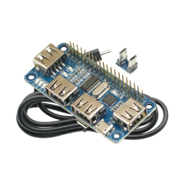 HUB HAT USB de 4 puertos para Raspberry Pi 3/2/Zero W, placa de extensión USB a UART para depuración en serie, Compatible con USB2.0/1,0
