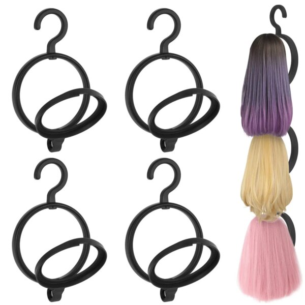 Soporte portátil para exhibición de pelucas, colgador de peluca para múltiples pelucas, soporte de secado, soporte para colgar pelucas, secador de pelucas de plástico, 4 Uds.