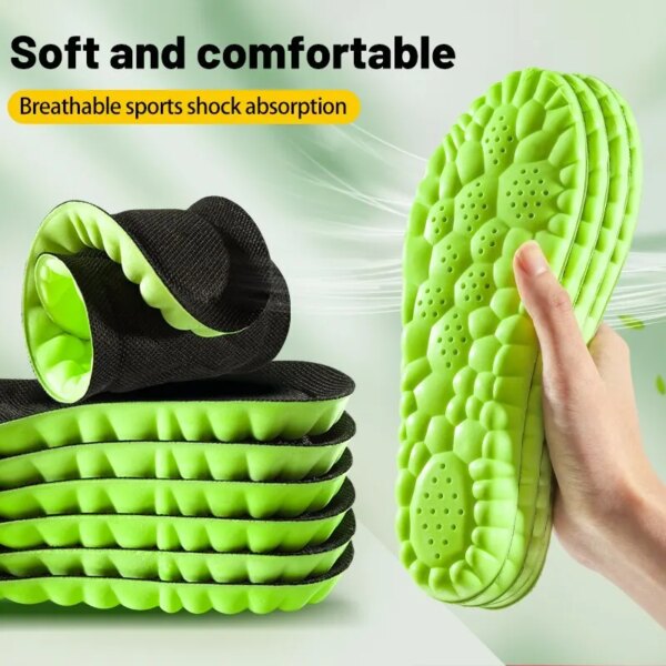 Plantilla deportiva 4D, almohadillas para suelas de zapatos súper suaves para pies, cestas de absorción de golpes, soporte para arco de suela de zapato, inserciones ortopédicas