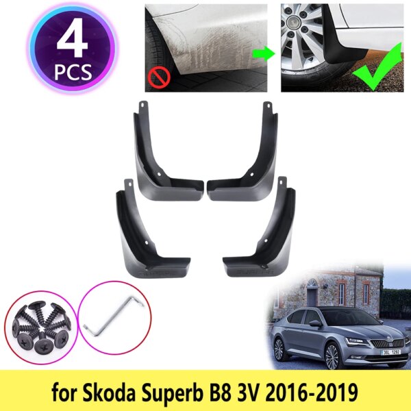 4 Uds. Para Skoda Superb 3 B8 MK3 3V 2016 2017 2018 2019 guardabarros accesorios para coche