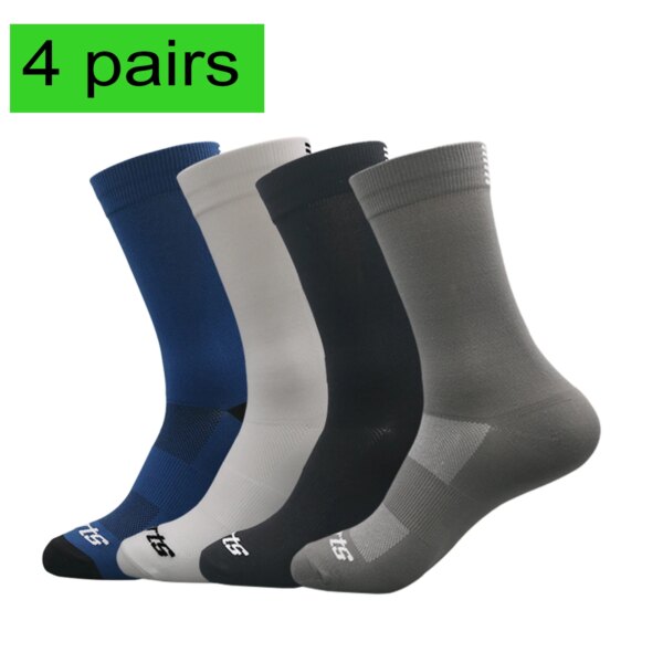 4 pares de calcetines de ciclismo para hombre y mujer, calcetines transpirables para correr en bicicleta, calcetines de compresión a la moda para escalar, viajar, caminar y senderismo