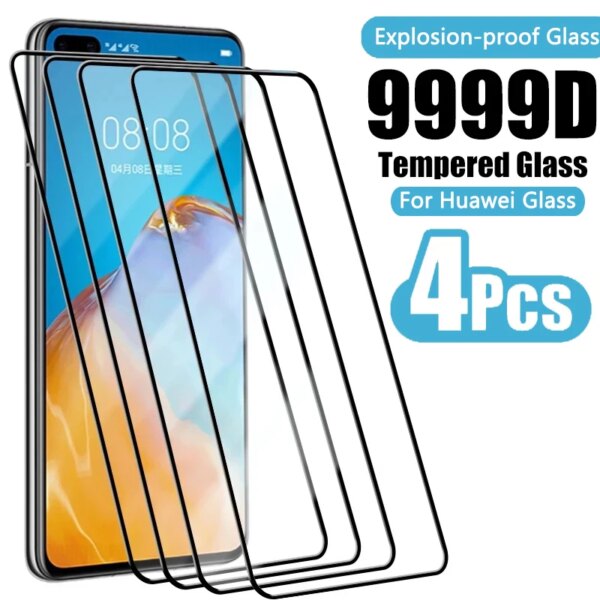 4 Uds vidrio templado para Huawei P30 P20 P40 P50 Lite Pro Protector de pantalla para Huawei Mate 20 30 Lite P Smart 2021 2019 vidrio