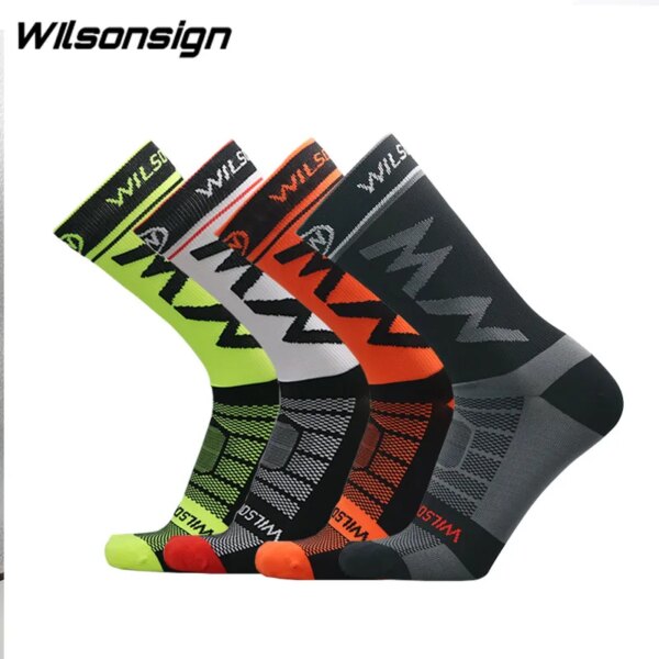 4pairsProRacing Calcetines de compresión para Ciclismo, Calcetines transpirables de compresión para bicicleta de montaña, Calcetines de carreras para Hombre y mujer, Calcetines para Ciclismo para Hombre