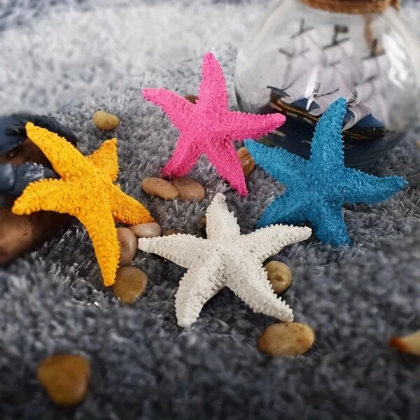 Adornos de acuario de estrella de mar, estrella de mar de resina para decoración de acuario, 4 Uds.