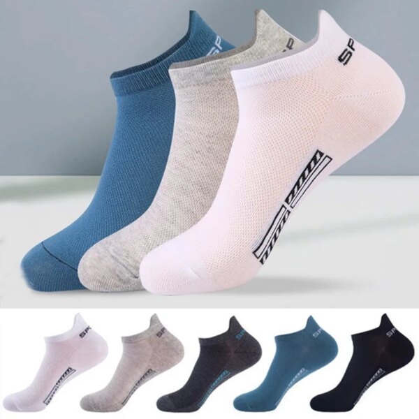 5 pares de calcetines cortos de algodón para hombre de alta calidad para mujer de corte bajo tobillo deportes de malla transpirable verano Casual suave calcetín para hombre