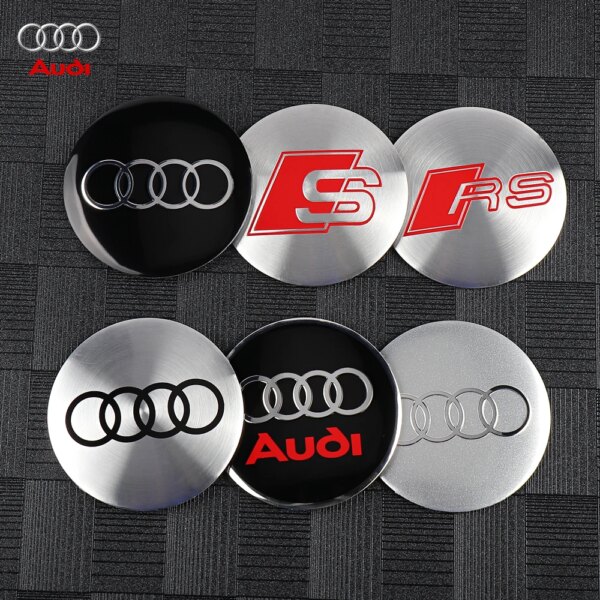 56/60/65/68mm 4 Uds tapas de cubo de rueda de coche emblema insignia pegatinas decoración para Audi S RS A4 B8 B6 B9 B7 A3 8P 8L A6 C7 C5 Q5 A5 Q7 R