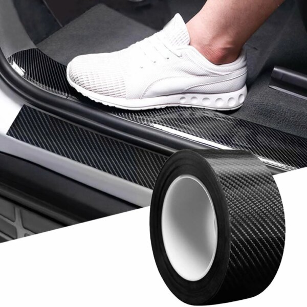 Cinta adhesiva de fibra de carbono para coche, tira protectora de pasta, alféizar de puerta de coche, espejo lateral, cinta antiarañazos, película de protección impermeable, 5M