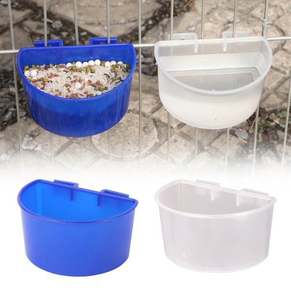 Taza de plástico de 5 uds., cuenco alimentador de pájaros para mascotas, cuenco de agua para comida de loros, comedero colgante, taza de alimentación a prueba de salpicaduras, herramienta alimentadora de jaula para palomas