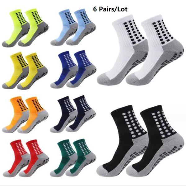 6 pares de calcetines de fútbol antideslizantes para hombre, calcetines deportivos antideslizantes para fútbol, ​​baloncesto, tenis, calcetines para montar en bicicleta, calcetines de Yoga para mujer