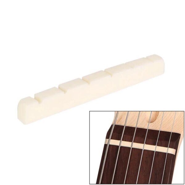 Puente de hueso de 6 cuerdas, resistente al agua, tuerca de hueso para guitarra, puente de hueso, silla de montar de hueso resistente al desgaste, reemplazo de instrumento de tuerca de hueso