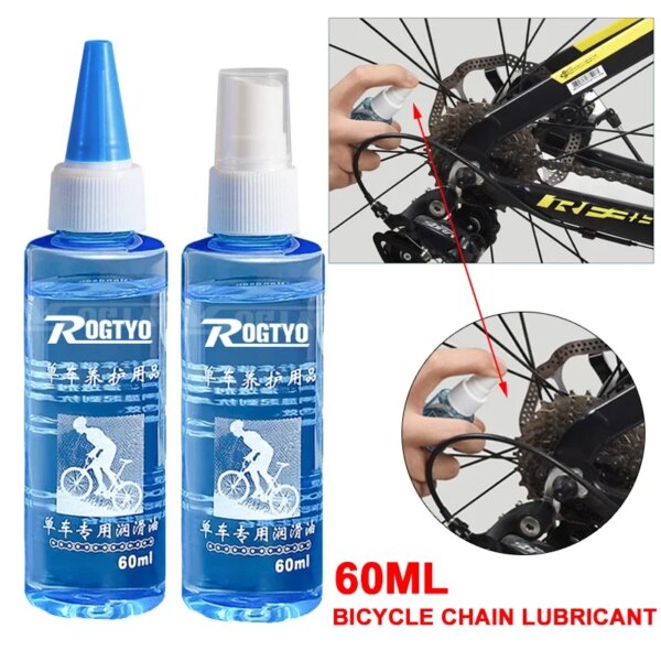 Limpiador de cadena de bicicleta de 60ml, lubricante para cadena de bicicleta, aceite de cadena lubricante seco, aceite de cadena de bicicleta de larga duración para una limpieza suave