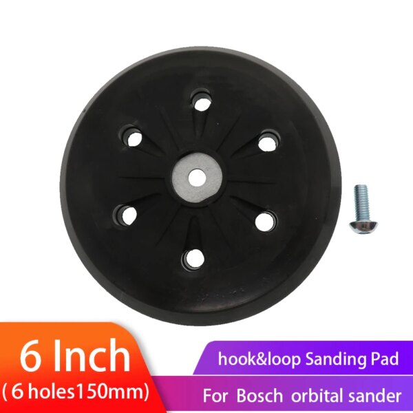 Almohadilla de lijado de respaldo de 6 pulgadas y 6 agujeros, placa de respaldo de gancho y bucle para carpintería, compatible con LIJADORA Orbital Bocsh, herramientas eléctricas de molienda