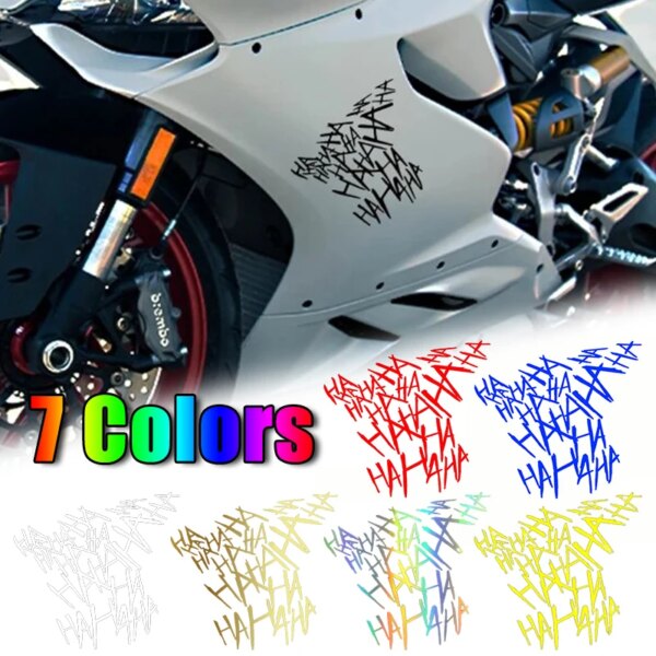 Calcomanías de motocicleta HAHAHA, 7 colores, casco de Motocross divertido y creativo, pegatinas decorativas impermeables, pegatina de tanque de combustible para parachoques de Moto, 1 unidad