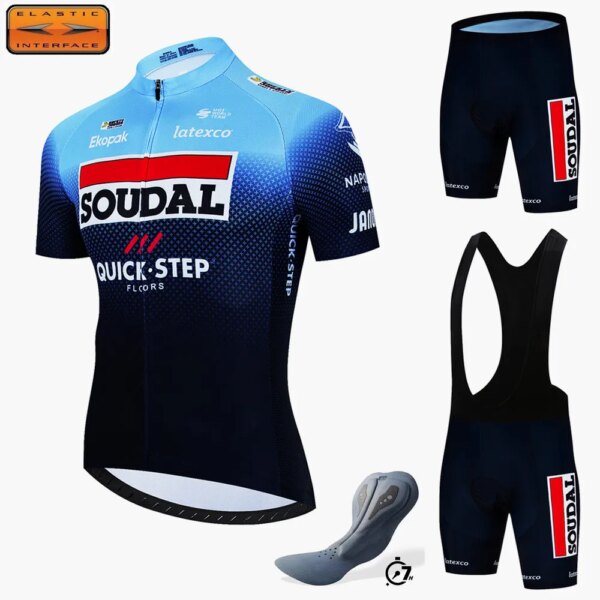 Ropa de ciclismo QUICK STEP con almohadilla de 7 horas, conjuntos de ropa de verano, camiseta para bicicleta de montaña, uniforme, conjunto para hombre, pantalones cortos de carretera para hombre Mtb Tricuta