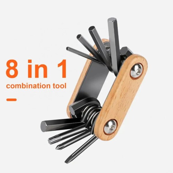 Kit multiherramienta 8 en 1 para bicicleta, destornillador, herramienta de cadena de acero + herramientas de reparación de haya para bicicletas de montaña y de carretera