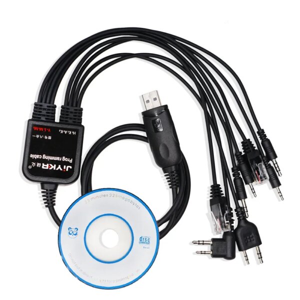 Cable de programación USB 8 en 1 para Baofeng Kenwood TYT QYT Motorola AXU4100 Yaesu icom Radio Walkie Talkie Radio de coche CD Software