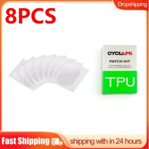 Kit de reparación de pinchazos para bicicleta de montaña, 8 Uds., parches para bicicleta, pegamento, neumáticos, tubos interiores, herramienta, TPU, transparente, piezas de bicicleta de carretera para adultos