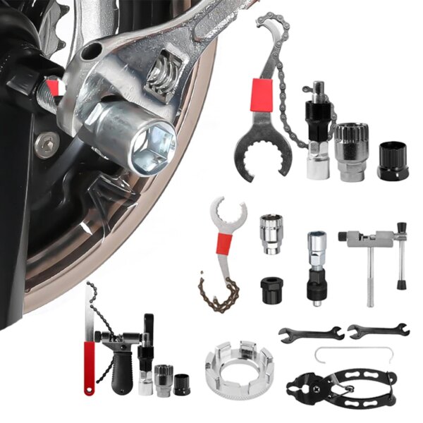 Kits de herramientas de reparación de bicicletas 9 en 1, extractor de cadena de inercia, cortador, Extractor de manivela, llave de bicicleta, juegos de extractores de soporte de Cassette