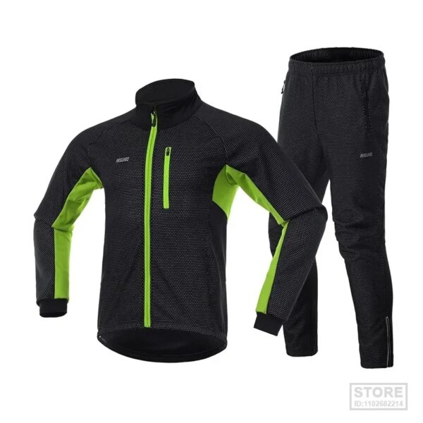 ARSUXEO, conjunto de chaqueta térmica cálida para ciclismo para hombre, cortavientos, chaqueta impermeable para bicicleta, pantalón, traje de bicicleta, ropa de ciclismo, motocicleta